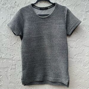 John Elliott Men's Short Sleeve Ribbed Crewneck Tee in Heather Gray